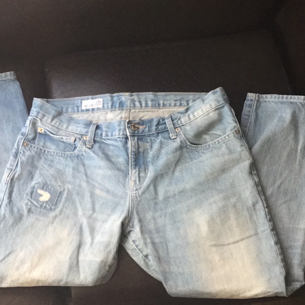 light wash ripped boyfriend jeans